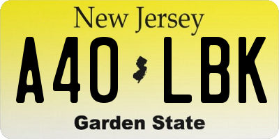 NJ license plate A40LBK