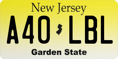 NJ license plate A40LBL