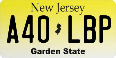 NJ license plate A40LBP