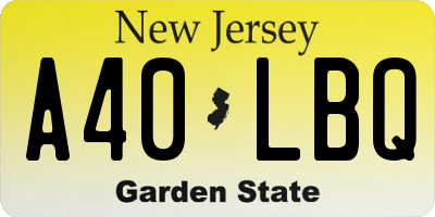 NJ license plate A40LBQ
