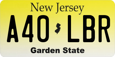 NJ license plate A40LBR