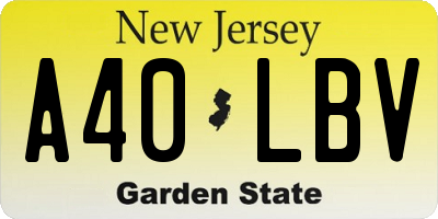 NJ license plate A40LBV