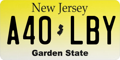 NJ license plate A40LBY