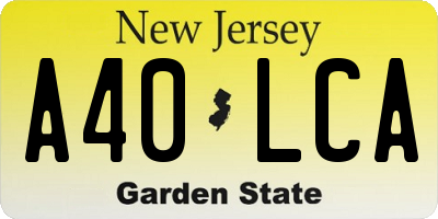 NJ license plate A40LCA