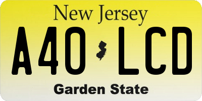 NJ license plate A40LCD