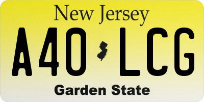 NJ license plate A40LCG