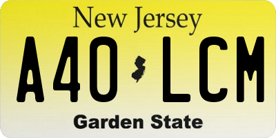NJ license plate A40LCM