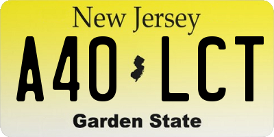 NJ license plate A40LCT
