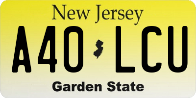 NJ license plate A40LCU
