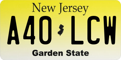 NJ license plate A40LCW