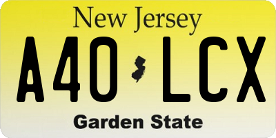 NJ license plate A40LCX