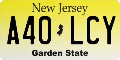 NJ license plate A40LCY