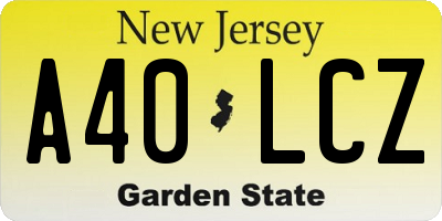 NJ license plate A40LCZ
