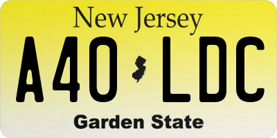 NJ license plate A40LDC