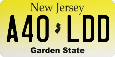 NJ license plate A40LDD
