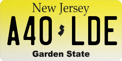 NJ license plate A40LDE