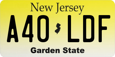 NJ license plate A40LDF