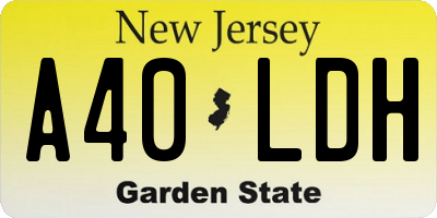 NJ license plate A40LDH