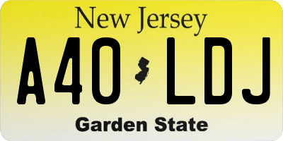 NJ license plate A40LDJ
