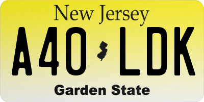 NJ license plate A40LDK