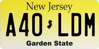 NJ license plate A40LDM
