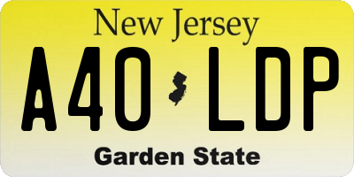 NJ license plate A40LDP