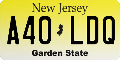 NJ license plate A40LDQ