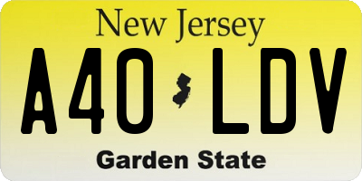 NJ license plate A40LDV