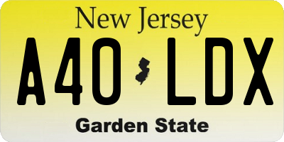 NJ license plate A40LDX