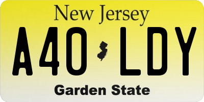 NJ license plate A40LDY