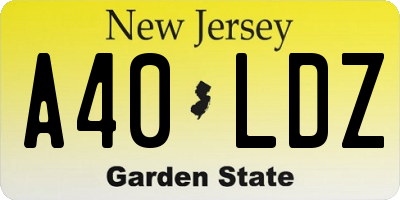 NJ license plate A40LDZ