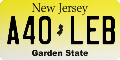 NJ license plate A40LEB