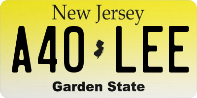 NJ license plate A40LEE