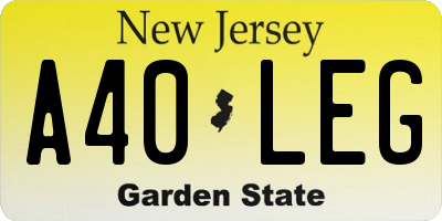 NJ license plate A40LEG