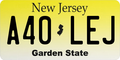 NJ license plate A40LEJ