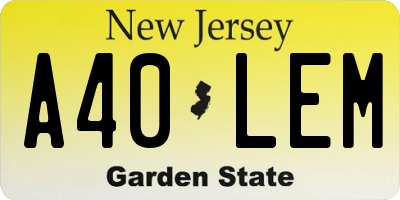 NJ license plate A40LEM