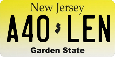 NJ license plate A40LEN