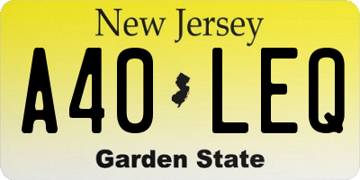 NJ license plate A40LEQ