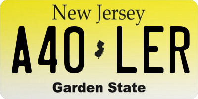 NJ license plate A40LER