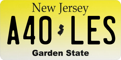 NJ license plate A40LES