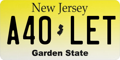 NJ license plate A40LET