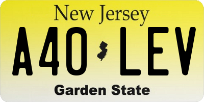 NJ license plate A40LEV