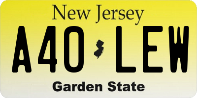 NJ license plate A40LEW