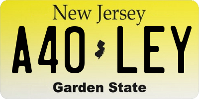NJ license plate A40LEY