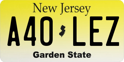 NJ license plate A40LEZ