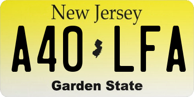 NJ license plate A40LFA
