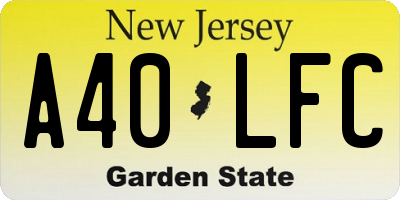 NJ license plate A40LFC