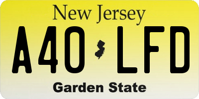 NJ license plate A40LFD