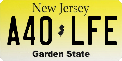 NJ license plate A40LFE