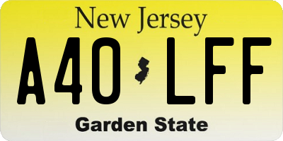 NJ license plate A40LFF